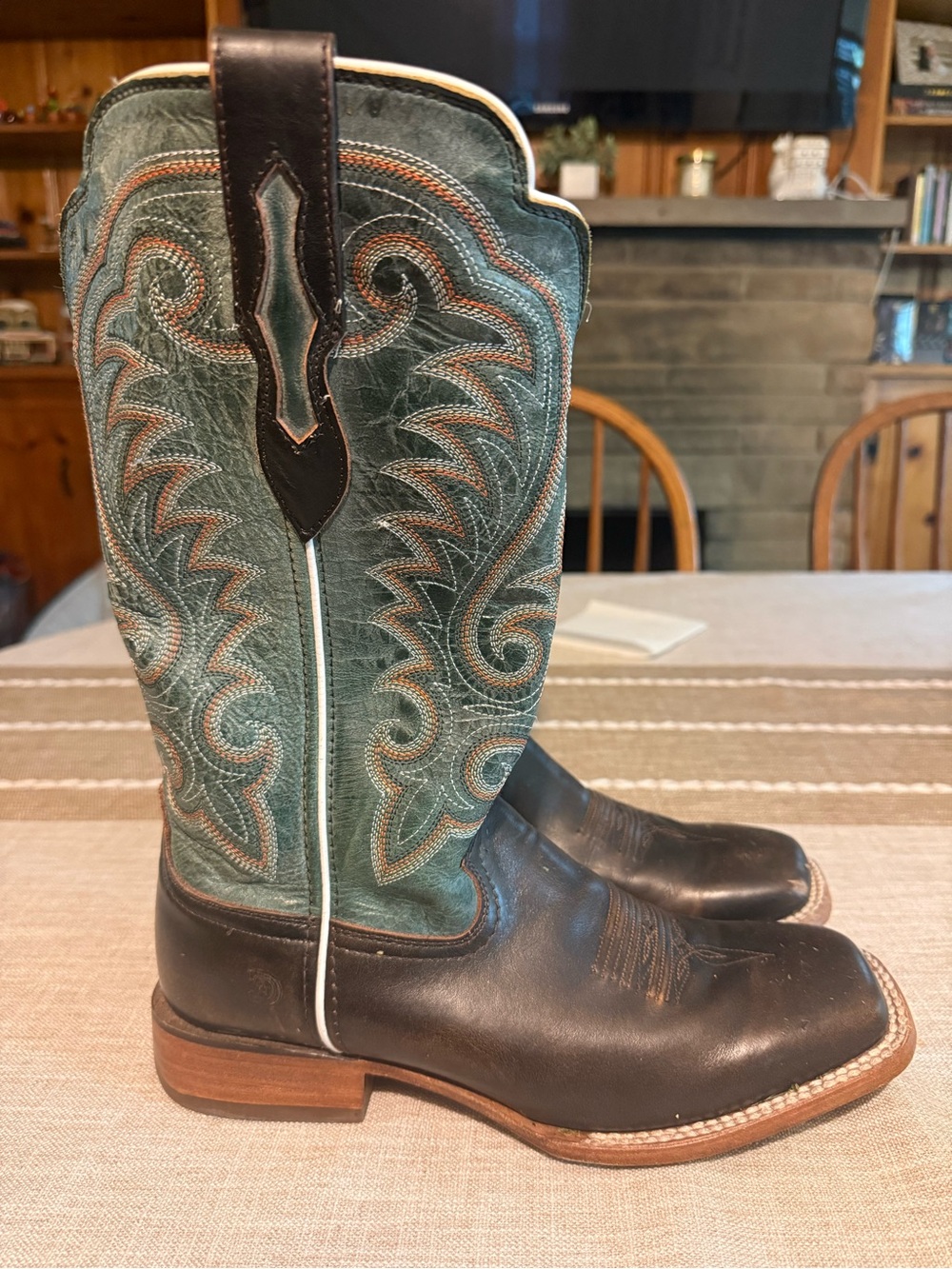 Durango Men's Black Foot Teal Shaft Western Cowboy Boots